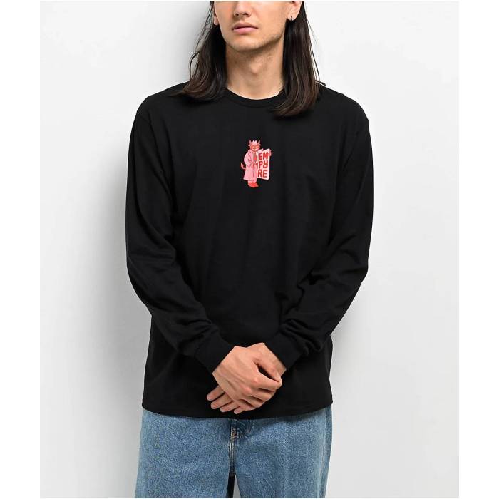 帝国 Empyre 【 Eek Black Long Sleeve T-Shirt Men\u0027s Black 】 黒いこと 黒いこと Sleeve 捩り プルオーバー メンズ 黒いこと 黒いこと