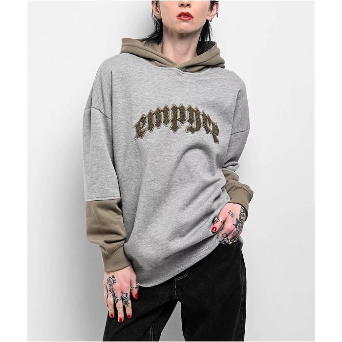 【★百貨店SALE★6/11真夜中2時迄】帝国 Empyre 【 Lane Patch Grey Hoodie Women\u0027s Grey 】 薄墨色 薄墨色 フーディー パーカー レディース 薄墨色 薄墨色