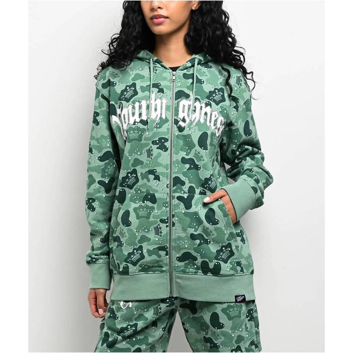 Your Highness 【 Ocean Camo Green Zip Hoodie Women's Medium Green 】 カモ柄 green 緑・グリーン フーディー パーカー レディース green 緑・グリーン|スニケス