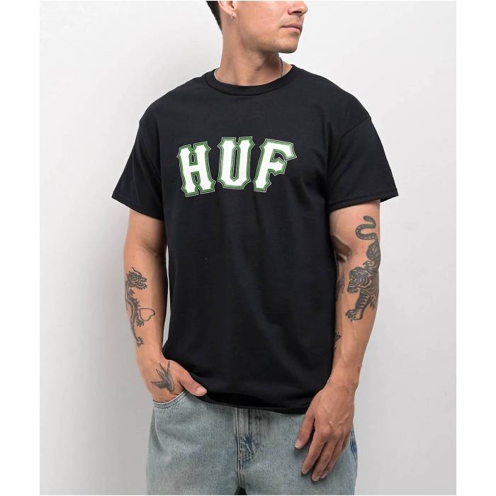 【★百貨店SALE★6/11真夜中2時迄】ハフ Huf 【 Giant Black T-Shirt Men\u0027s Black 】 黒いこと 黒いこと ティーシャツ メンズ 黒いこと 黒いこと