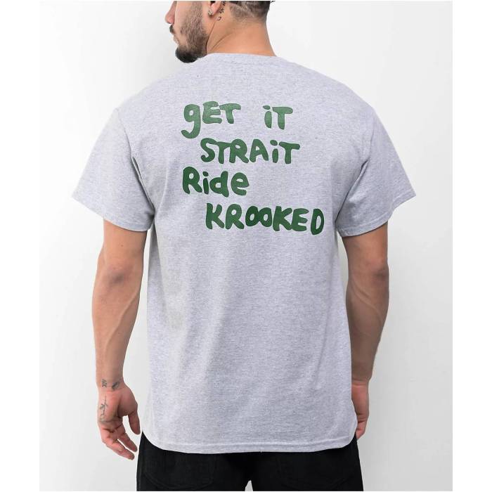 【★百貨店SALE★6/11真夜中2時迄】Krooked Skateboards 【 Krooked Strait Eyes Grey Pocket T-Shirt Men\u0027s Grey 】 薄墨色 薄墨色 ティーシャツ メンズ 薄墨色 薄墨色