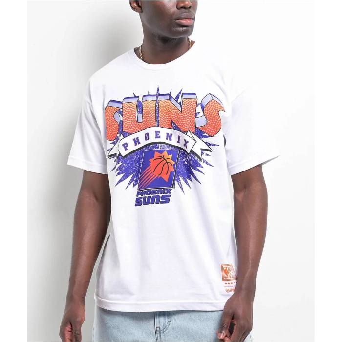 ミッチェル\u0026ネス Mitchell \u0026 Ness 【 X Phoenix Suns Burst White T-Shirt Men\u0027s White 】 アリゾナ州の州都 サンズ 張りさける 白いこと 白いこと プルオーバー メンズ 白いこと 白いこと
