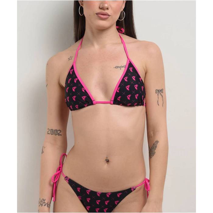 【★百貨店SALE★6/11十二時2時迄】Famous Stars \u0026 Straps 【 Boh Repeat Black \u0026 Pink Triangle Bikini Top Women\u0027s Black 】 黒いこと 黒いこと pink サクラ色 レディース 黒いこと 黒いこと