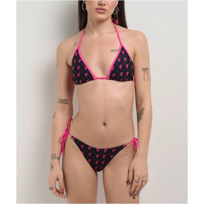 【★百貨店SALE★6/11十二時2時迄】Famous Stars \u0026 Straps 【 Boh Repeat Black \u0026 Pink High Leg Bikini Bottom Women\u0027s Black 】 黒いこと 黒いこと pink サクラ色 御機嫌 ズボン ボトムス レディース 黒いこと 黒いこと