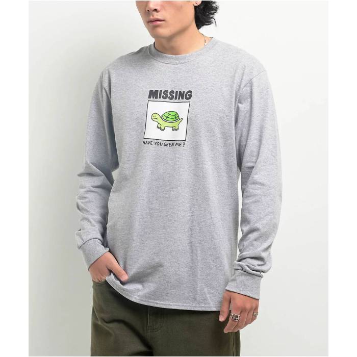 A.lab 【 Missing Milk Grey Long Sleeve T-Shirt Men\u0027s Grey 】 薄墨色 薄墨色 Sleeve 捩り プルオーバー メンズ 薄墨色 薄墨色