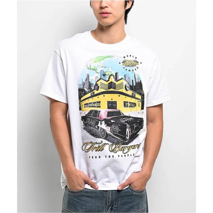 Trill Burgers 【 World Famous White T-Shirt Men\u0027s White 】 白いこと 白いこと プルオーバー メンズ 白いこと 白いこと