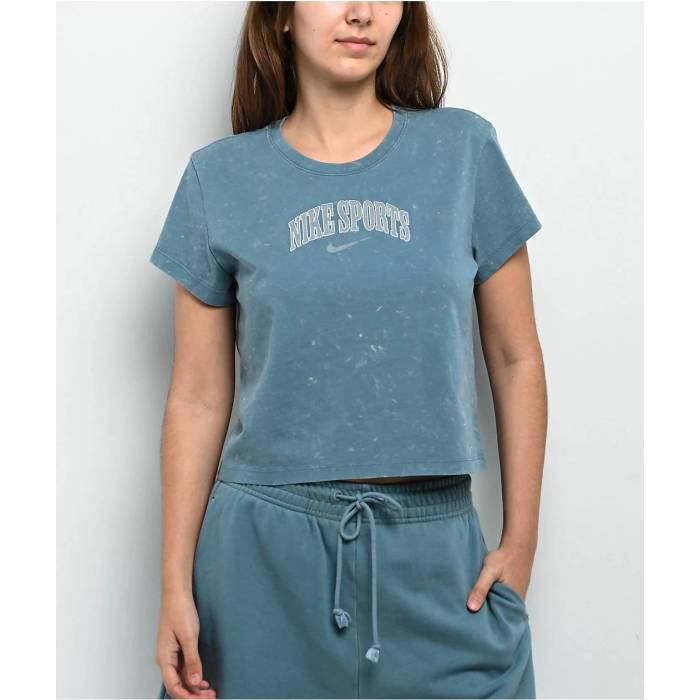ナイキ Nike 【 Sportswear Blue Wash Crop T-Shirt Women Blue 】 青色 ブルー Crop クロップ Tシャツ レディース 青色 ブルー