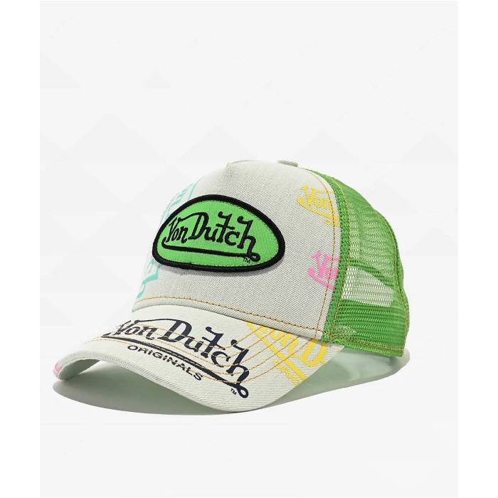 【★百貨店SALE★6/11真夜中2時迄】フォンダッチ Von Dutch 【 Tagged Denim \u0026 Green Trucker Hat Men\u0027s Green 】 ジーンズ green 緑・緑であること トラッカー メンズ green 緑・緑であること