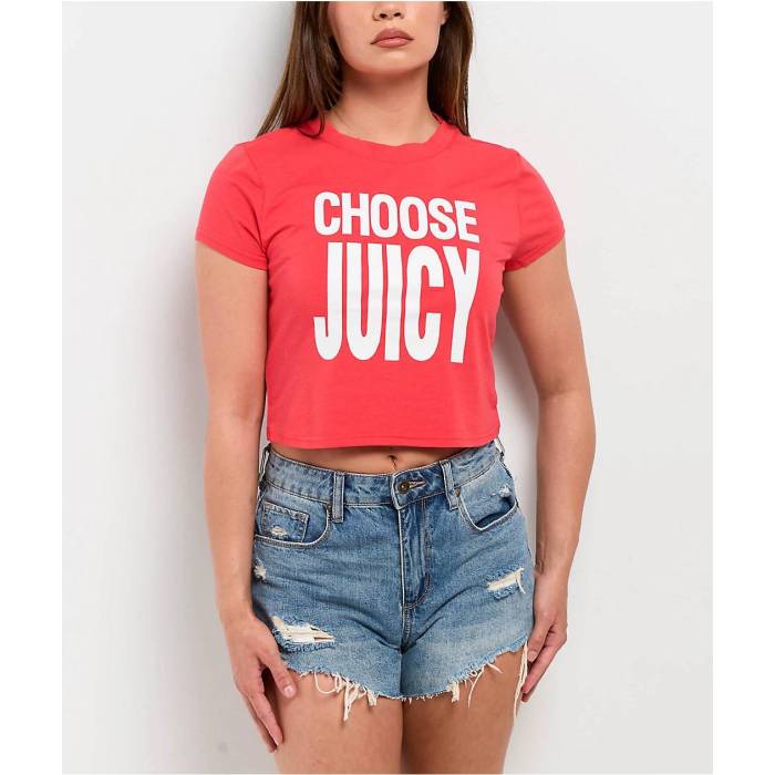 【★百貨店SALE★6/11十二時2時迄】ジューシークチュール Juicy Couture 【 Choose Juicy Red Crop T-Shirt Women\u0027s Red 】 Red 赤・赤いこと Crop クロップ プルオーバー レディース Red 赤・赤いこと