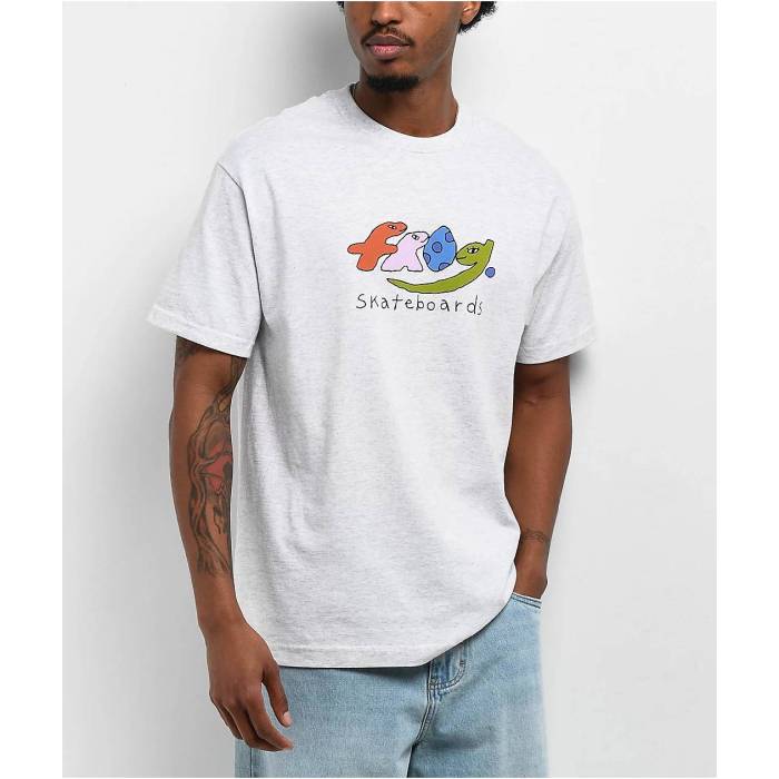 Frog Skateboards 【 Frog Dino Logo Heather Grey T-Shirt Men's Grey 】 ロゴ heather ヘザー 灰色 グレー Tシャツ メンズ 灰色 グレー