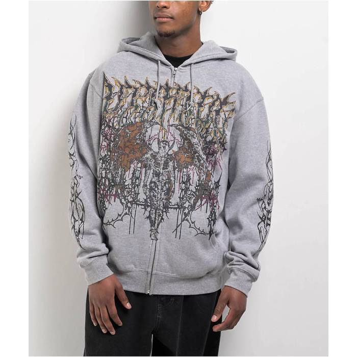【★百貨店SALE★6/11真夜中2時迄】Vitriol 【 Fallen Angel Grey Zip Hoodie Men\u0027s Grey 】 薄墨色 薄墨色 フーディー パーカー メンズ 薄墨色 薄墨色