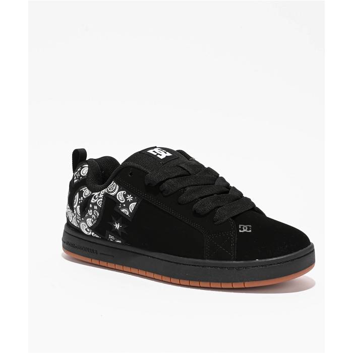 【★百貨店SALE★6/11真夜中2時迄】ディーシー Dc 【 Court Graffik Black \u0026 Paisley Skate Shoes Men\u0027s Black 】 厚地の外套 黒いこと 黒いこと Skate 滑る シューズ 運動すること靴 メンズ 黒いこと 黒いこと