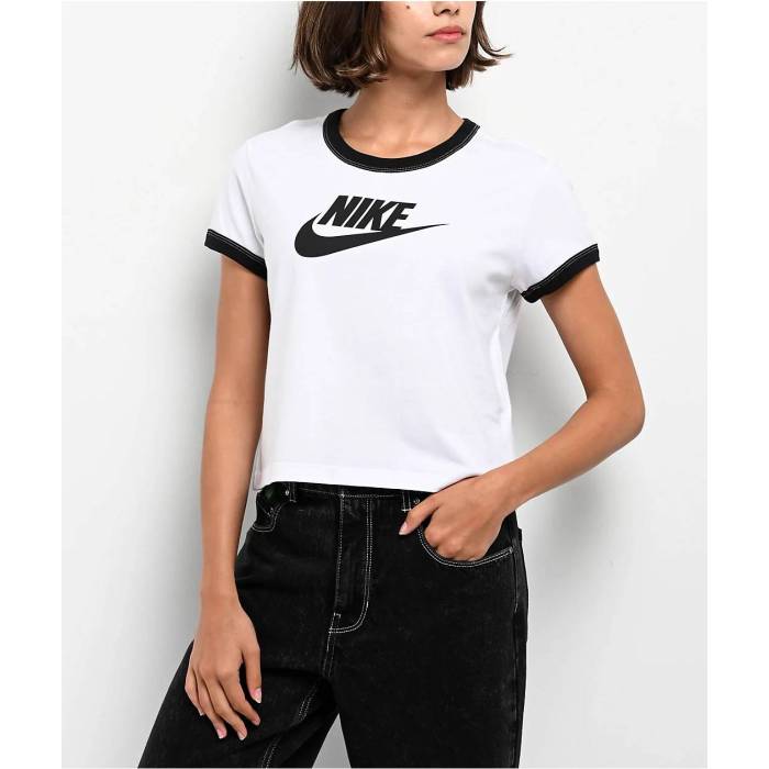 ナイキ Nike 【 Sportswear Vintage Black \u0026 White Ringer T-Shirt Women White 】 vintage ビンテージ・ヴィンテージ 黒色 ブラック 白色 ホワイト Tシャツ レディース 白色 ホワイト