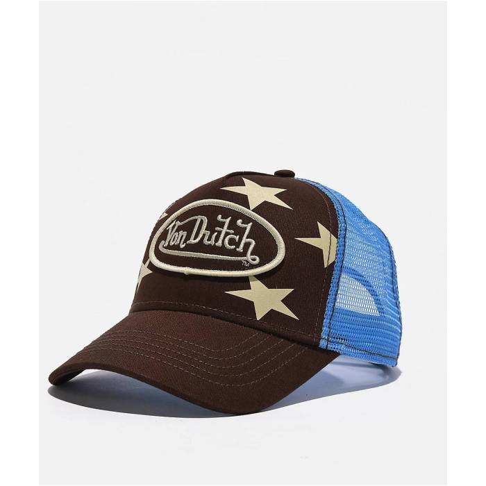 【★百貨店SALE★6/11真夜中2時迄】フォンダッチ Von Dutch 【 Brown \u0026 Blue Americana Trucker Hat Men\u0027s Brown 】 赤銅色 赤銅色 青碧 青碧 トラッカー メンズ 赤銅色 赤銅色