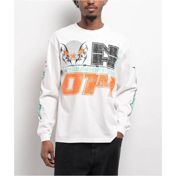 Ninth Hall 【 Global White Long Sleeve T-Shirt Men\u0027s White 】 白いこと 白いこと Sleeve 捩り プルオーバー メンズ 白いこと 白いこと