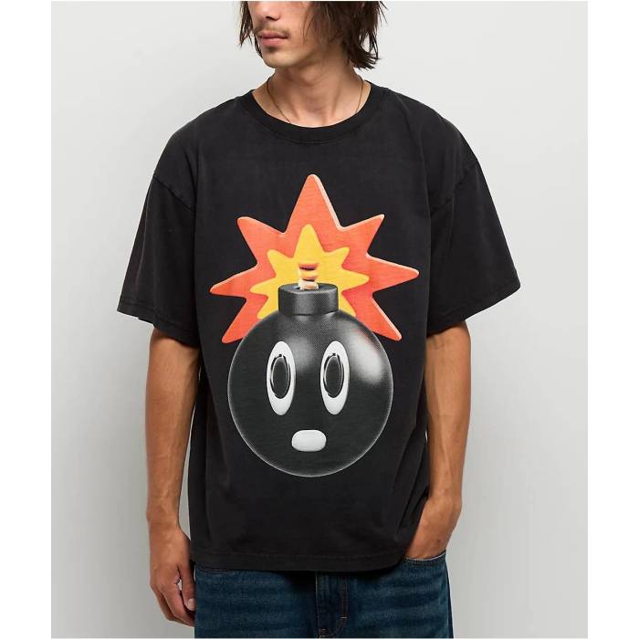 【★百貨店SALE★6/11真夜中2時迄】Adam Bomb 【 Figure Black Wash T-Shirt Men\u0027s Black 】 図形 黒いこと 黒いこと ティーシャツ メンズ 黒いこと 黒いこと