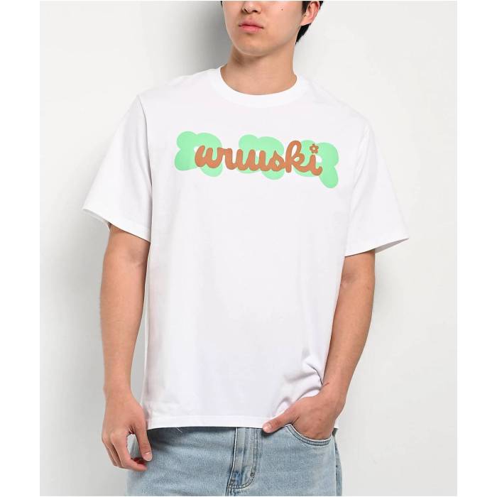 Wuuski 【 Triple Flower White T-Shirt Men's White 】 白色 ホワイト Tシャツ メンズ 白色 ホワイト