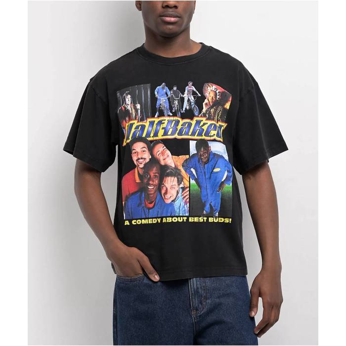 Episode 【 X Half Baked Best Buds Black Wash T-Shirt Men\u0027s Charcoal 】 二分の一 黒いこと 黒いこと プルオーバー メンズ 濃灰色