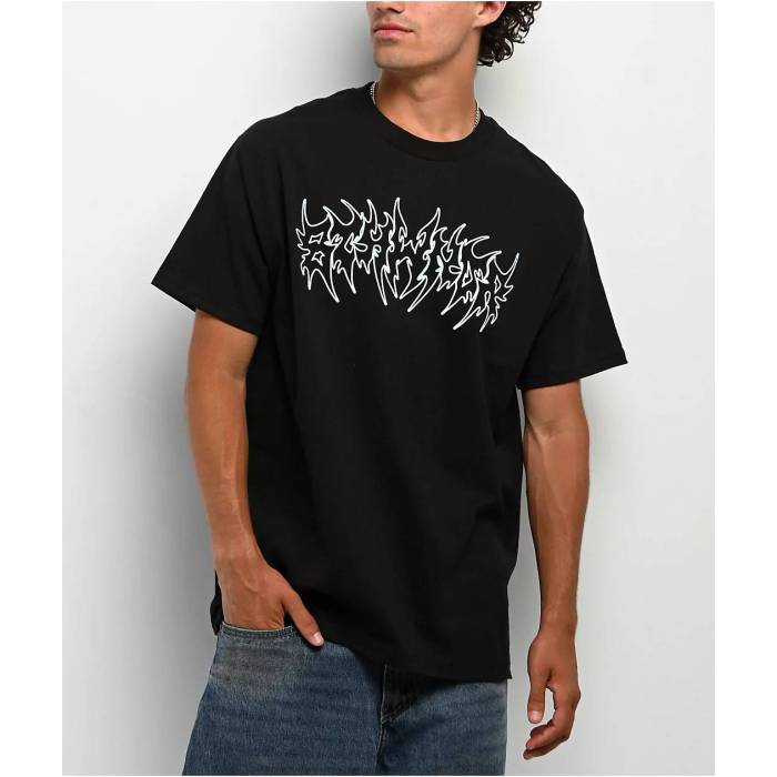 8Thwndr 【 Spider Cross Black T-Shirt Men\u0027s Black 】 細蟹 黒いこと 黒いこと プルオーバー メンズ 黒いこと 黒いこと