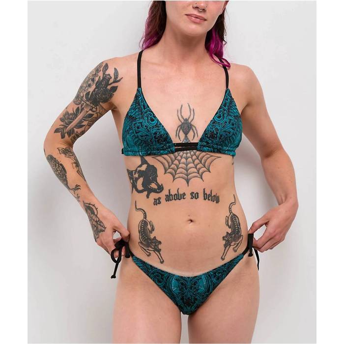 【★百貨店SALE★6/11十二時2時迄】アフリクション Affliction 【 Eternal Throne Blue High Leg Bikini Bottom Women\u0027s Blue 】 青み 青色 御機嫌 ズボン ボトムス レディース 青み 青色