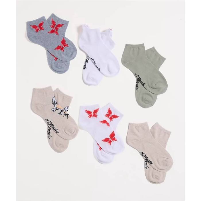 エドハーディー Ed Hardy 【 Flaming Heart 6 Pack Ankle Socks Women's Multicolor 】 ソックス・靴下 レディース