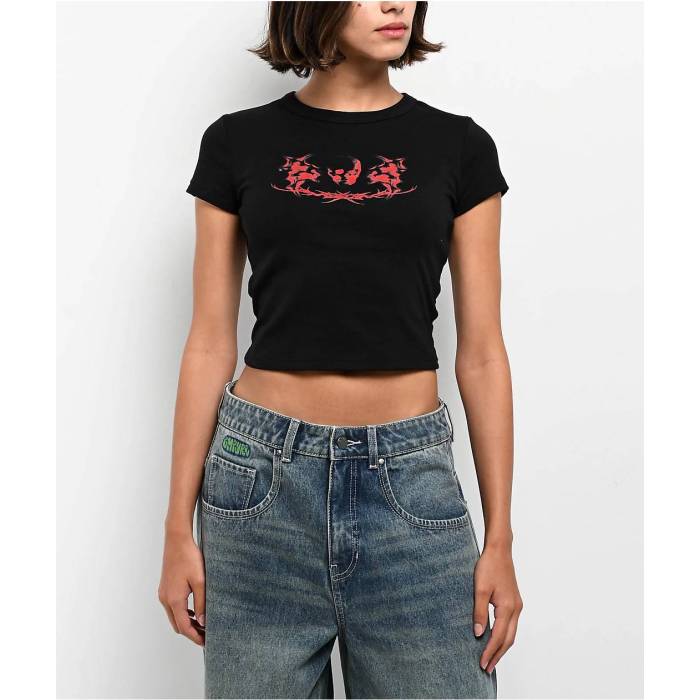 Vitriol 【 Ethereal Sigilism Black Crop T-Shirt Women\u0027s Black 】 黒いこと 黒いこと Crop クロップ プルオーバー レディース 黒いこと 黒いこと