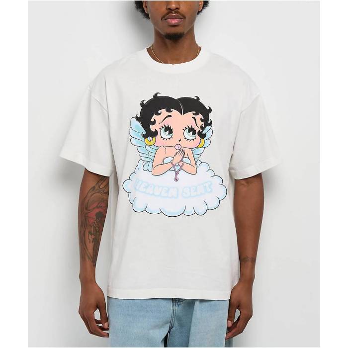 【★百貨店SALE★6/11真夜中2時迄】Bella Dona 【 X Betty Boop Angel Betty White T-Shirt Men\u0027s White 】 白いこと 白いこと ティーシャツ メンズ 白いこと 白いこと
