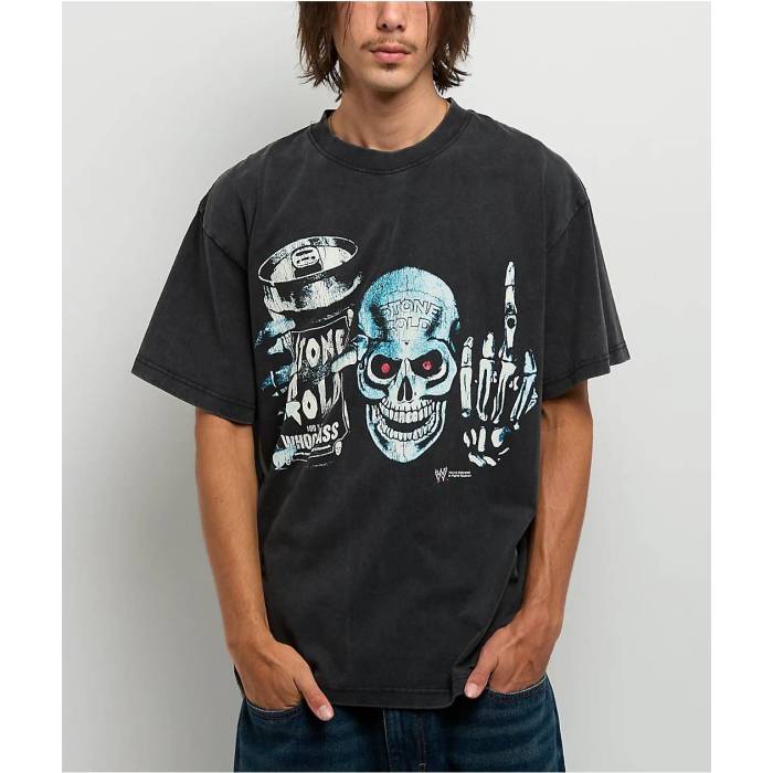 【★百貨店SALE★6/11真夜中2時迄】Wwe 【 Stone Cold Whoop Black Wash T-Shirt Men\u0027s Black 】 黒いこと 黒いこと ティーシャツ メンズ 黒いこと 黒いこと