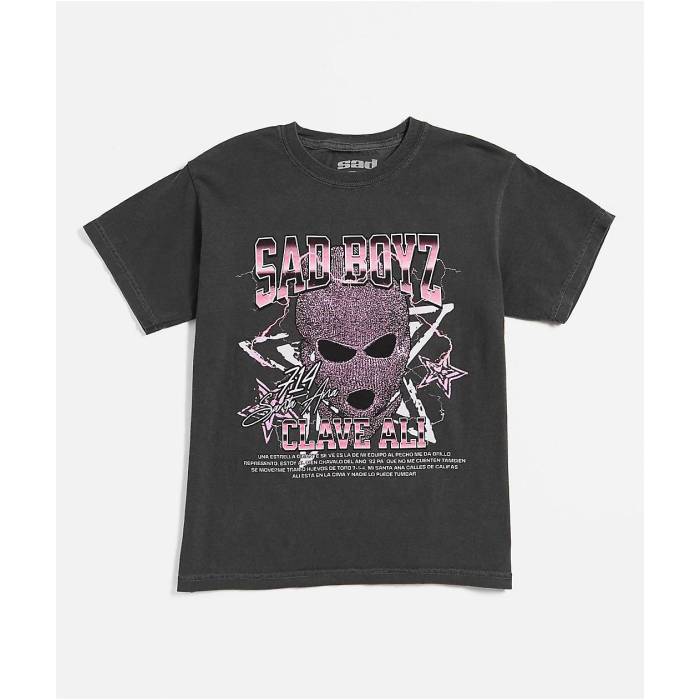 【★百貨店SALE★6/11真夜中2時迄】Sad Boyz 【 $Ad Boyz By Junior H Kids Clave Ali Charcoal T-Shirt Kids\u0027 - 】 暗灰色 ティーシャツ NULL