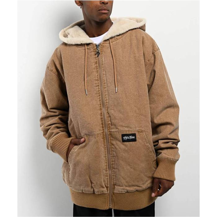Shaka Wear 【 Aged Canvas Fur Brown Wash Work Jacket Men's Beige 】 茶色 ブラウン Jacket ジャケット メンズ ベージュ｜スニケス