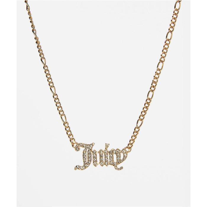 ジューシークチュール Juicy Couture 【 Crystal Script Goldtone Necklace Women's Gold 】 スクリプト ネックレス レディース ゴールド