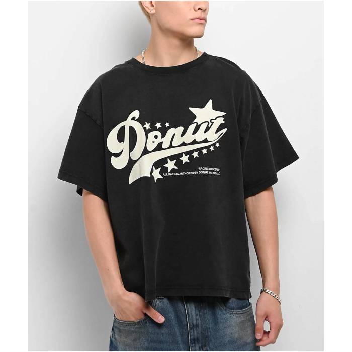 【★百貨店SALE★6/11真夜中2時迄】Donut 【 Racing Concepts Black Wash T-Shirt Men\u0027s Black 】 黒いこと 黒いこと ティーシャツ メンズ 黒いこと 黒いこと