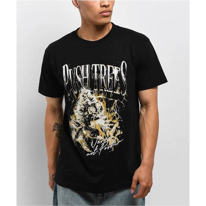 Push Trees 【 Rapper Weed Black T-Shirt Men\u0027s Black 】 黒いこと 黒いこと プルオーバー メンズ 黒いこと 黒いこと
