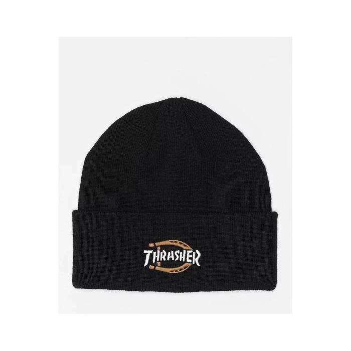 ディッキーズ Dickies 【 X Thrasher Horseshoe Black Beanie Men's Black 】 スラッシャー 黒色 ブラック キャップ 帽子 メンズ 黒色 ブラック