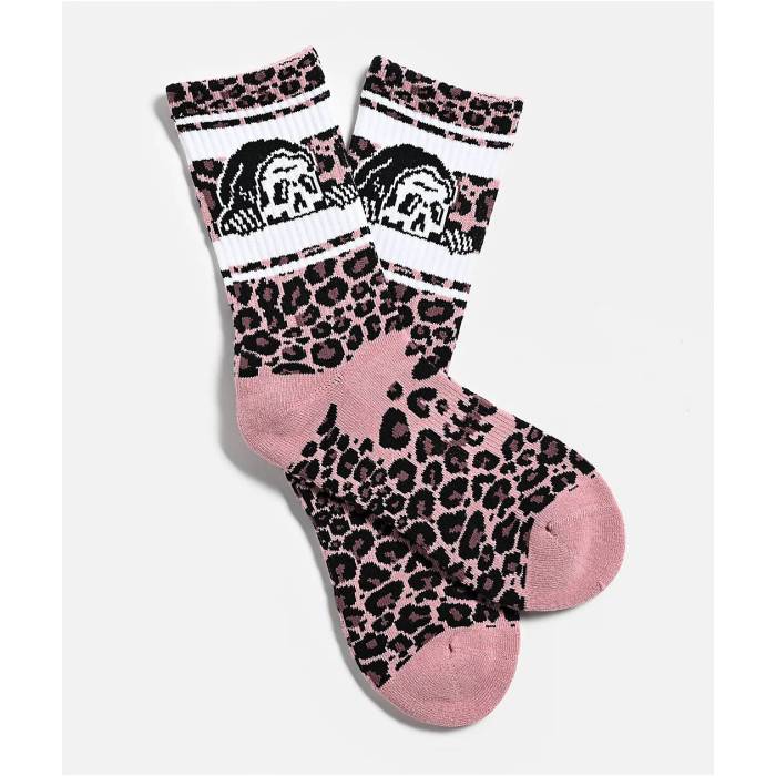 Lurking Class By Sketchy Tank 【 Death Leopard Pink Crew Socks Women's Pink 】 ヒョウ柄 レオパード pink ピンク クルー ソックス・靴下 レディース pink ピンク