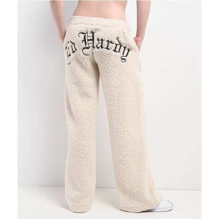 エドハーディー Ed Hardy 【 Tiger Ivory Sherpa Wide Leg Sweatpants Women's Natural 】 アイボリー ロングタイツ レディース ナチュラル|スニケス