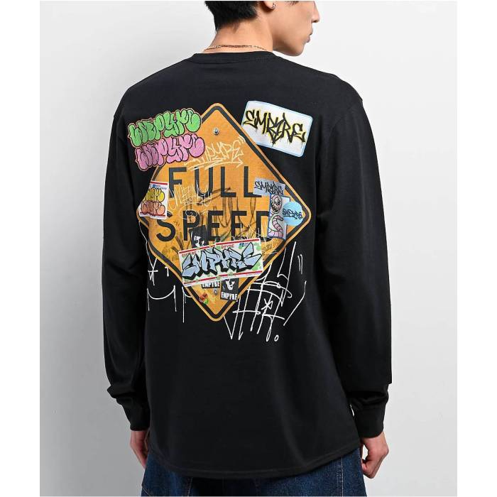 【★百貨店SALE★6/11真夜中2時迄】帝国 Empyre 【 Graffiti Sign Black Long Sleeve T-Shirt Men\u0027s Black 】 黒いこと 黒いこと Sleeve 衣袂 ティーシャツ メンズ 黒いこと 黒いこと