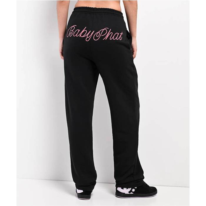 Baby Phat 【 Script Black Straight Leg Sweatpants Women\u0027s Black 】 脚本 黒いこと 黒いこと ロングタイツ レディース 黒いこと 黒いこと ボトムス-パンツ-レディースファッション