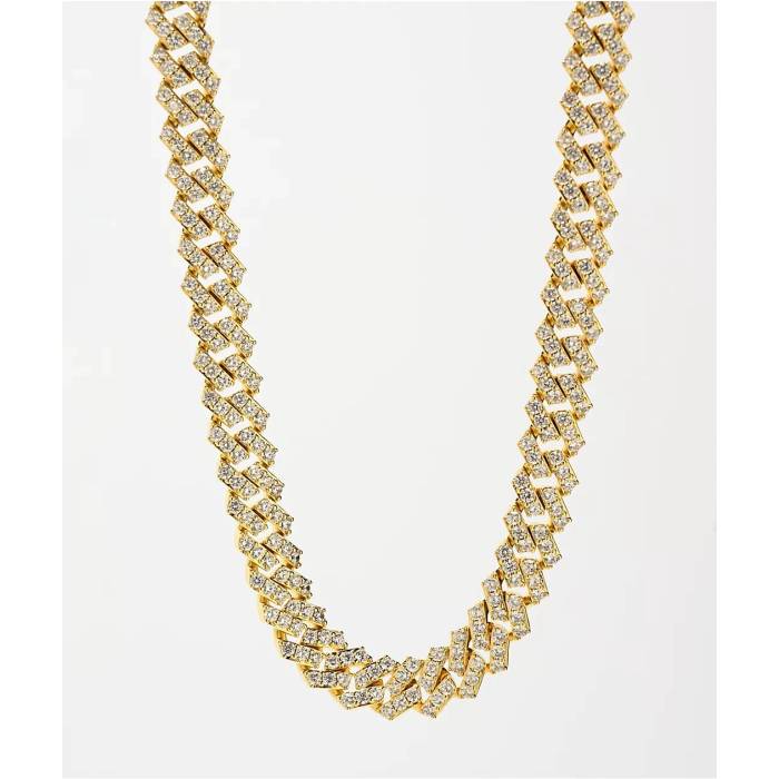 【★百貨店SALE★6/11十二時2時迄】The Gold Gods 【 Straight Edge Diamond \u0026 Gold Cuban Chain Necklace Men\u0027s Gold 】 金剛石 ゴールド キューバ共和国ン 首飾り メンズ ゴールド