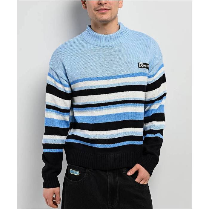 サウス極点 Southpole 【 Blue Black \u0026 White Stripe Sweater Men\u0027s Black/White 】 青味 青色 黒いこと 黒いこと 白いこと 白いこと Stripe 縞模様 調教師 メンズ 黒いこと 黒いこと 白いこと 白いこと ニット・セーター-トップス