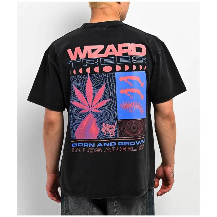 【★百貨店SALE★6/11真夜中2時迄】Wizard Trees 【 Born And Grown Black Wash T-Shirt Men\u0027s Black 】 黒いこと 黒いこと ティーシャツ メンズ 黒いこと 黒いこと