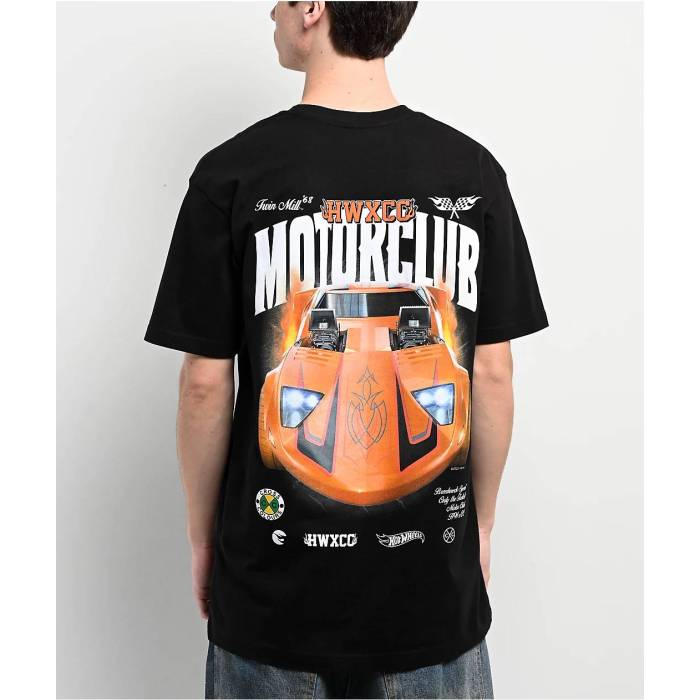 【★百貨店SALE★6/11真夜中2時迄】Cross Colours 【 X Hot Wheels Motor Club Black T-Shirt Men\u0027s Black 】 野球クラブ 黒いこと 黒いこと ティーシャツ メンズ 黒いこと 黒いこと