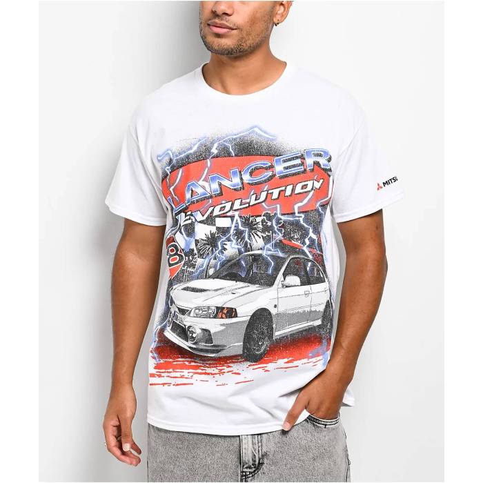 【★百貨店SALE★6/11真夜中2時迄】Mitsubishi 【 Lancer Evo White T-Shirt Men\u0027s White 】 白いこと 白いこと ティーシャツ メンズ 白いこと 白いこと