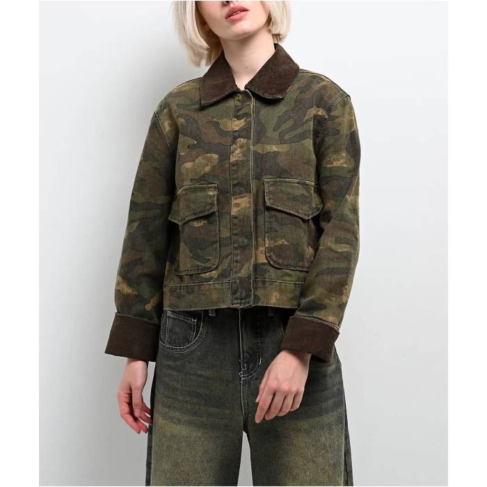 Stoosh 【 Camo Wash Crop Barn Jacket Women's Camouflage 】 カモ柄 Crop クロップ Jacket ジャケット レディース
