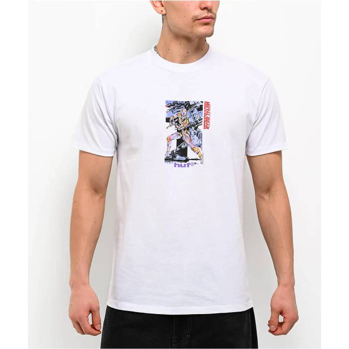ハフ Huf 【 X Metal Gear Solid Gray Fox White T-Shirt Men's White 】 メタル ギア ソリッド gray 灰色・グレー・グレイ フォックス 白色 ホワイト Tシャツ メンズ 白色 ホワイト｜スニケス