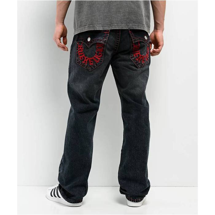 トゥルーレリジョン True Religion 【 Ricky Big T Flap Blublack Wash Straight Leg Jeans Men\u0027s Medium Blue 】 デニム メンズ 青み 青色