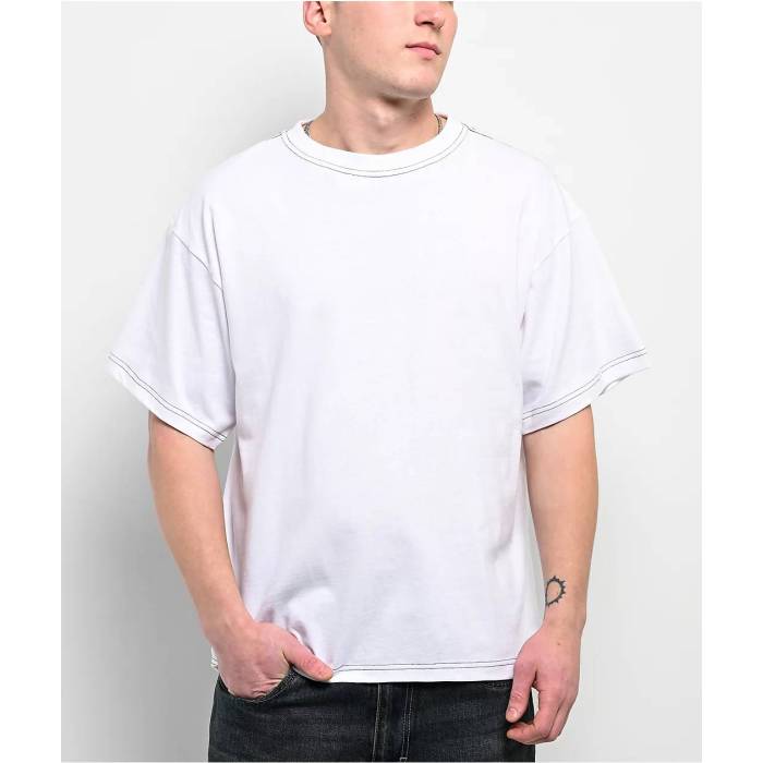 Ita 【 Portal Contrast White Boxy T-Shirt Men\u0027s White 】 白いこと 白いこと プルオーバー メンズ 白いこと 白いこと