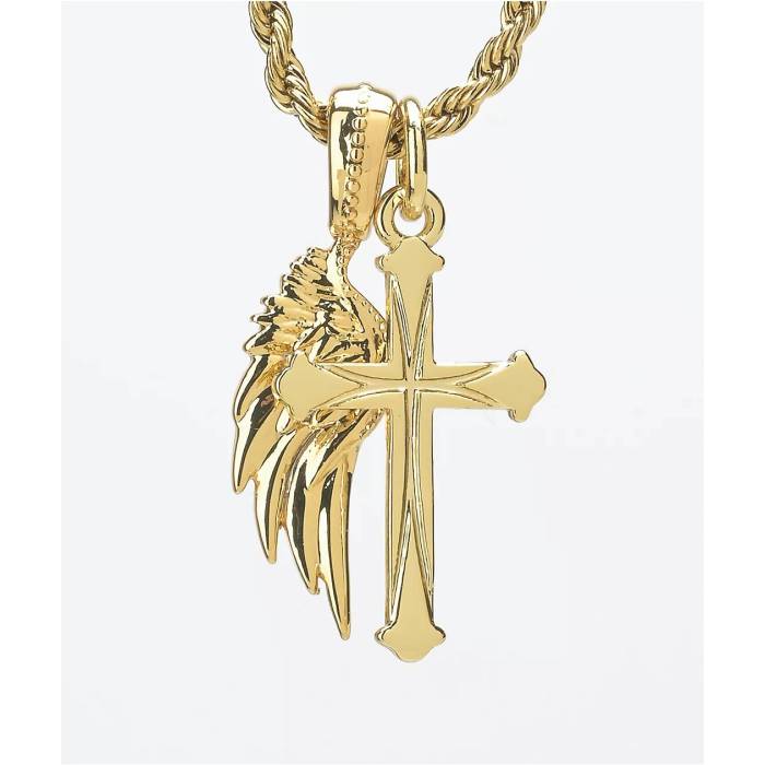 Saint Midas 【 Cross & Wing 20" Gold Necklace Men's Gold 】 ゴールド ネックレス メンズ ゴールド｜スニケス 15,900円