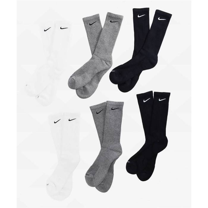 ナイキ Nike 【 Everyday Plus 6 Pack White Grey & Black Crew Socks Men's - 】 白色 ホワイト 灰色 グレー 黒色 ブラック クルー ソックス・靴下 メンズ NULL|スニケス