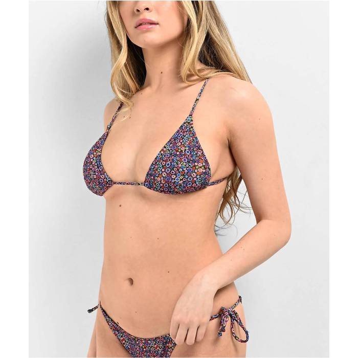 【★百貨店SALE★6/11十二時2時迄】Melodie 【 Floral Print Triangle Bikini Top Women\u0027s Black 】 レディース 黒いこと 黒いこと
